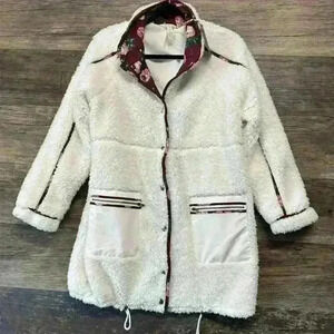 Matilda Jane White Fleece Jacket with Floral Accents